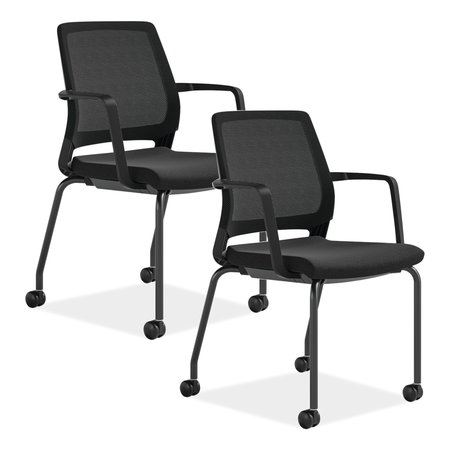 Safco Medina Guest Chair, Supports Up to 275 lb, 18 in. Seat Height, Black Seat/Back/Base, 2PK 6829BL